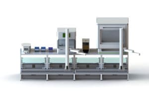 A render of a LINQ Bench system that reduces human interaction in genomics testing.