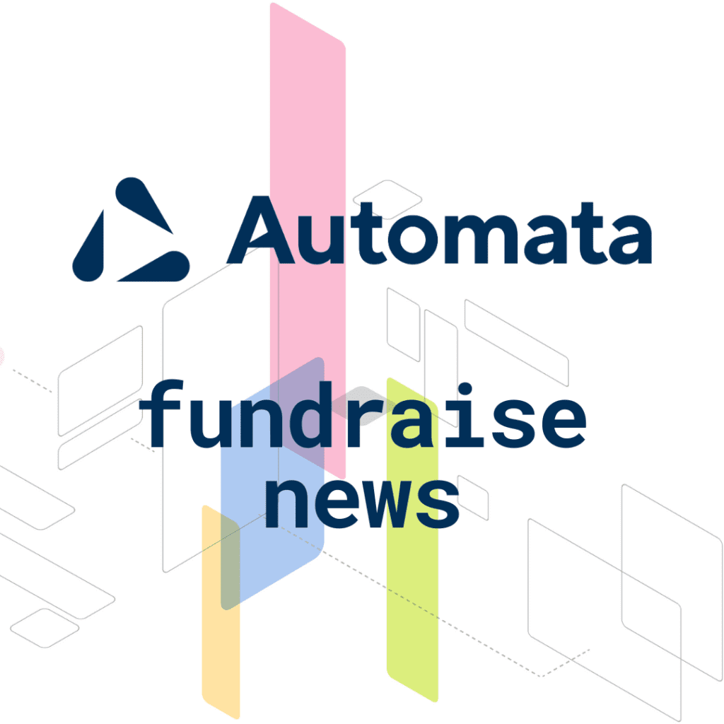 Automata logo on expressions background with text fundraise news