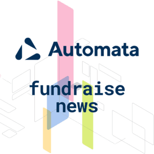 Automata logo on expressions background with text fundraise news